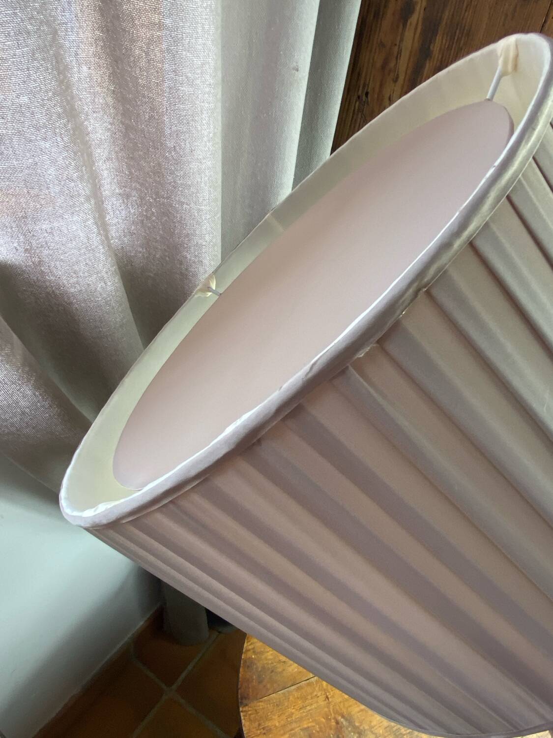 Brass lamp with pleated shade