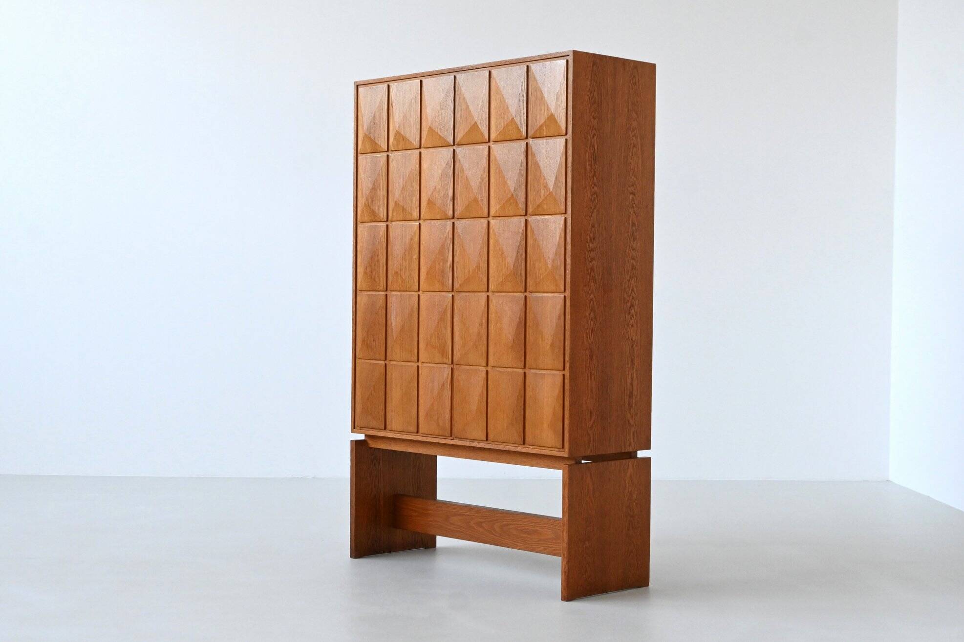 Large Brutalist highboard in oak Mid-Century Gemany 1970