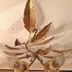 Pair of gold-tone metal leaf wall sconces