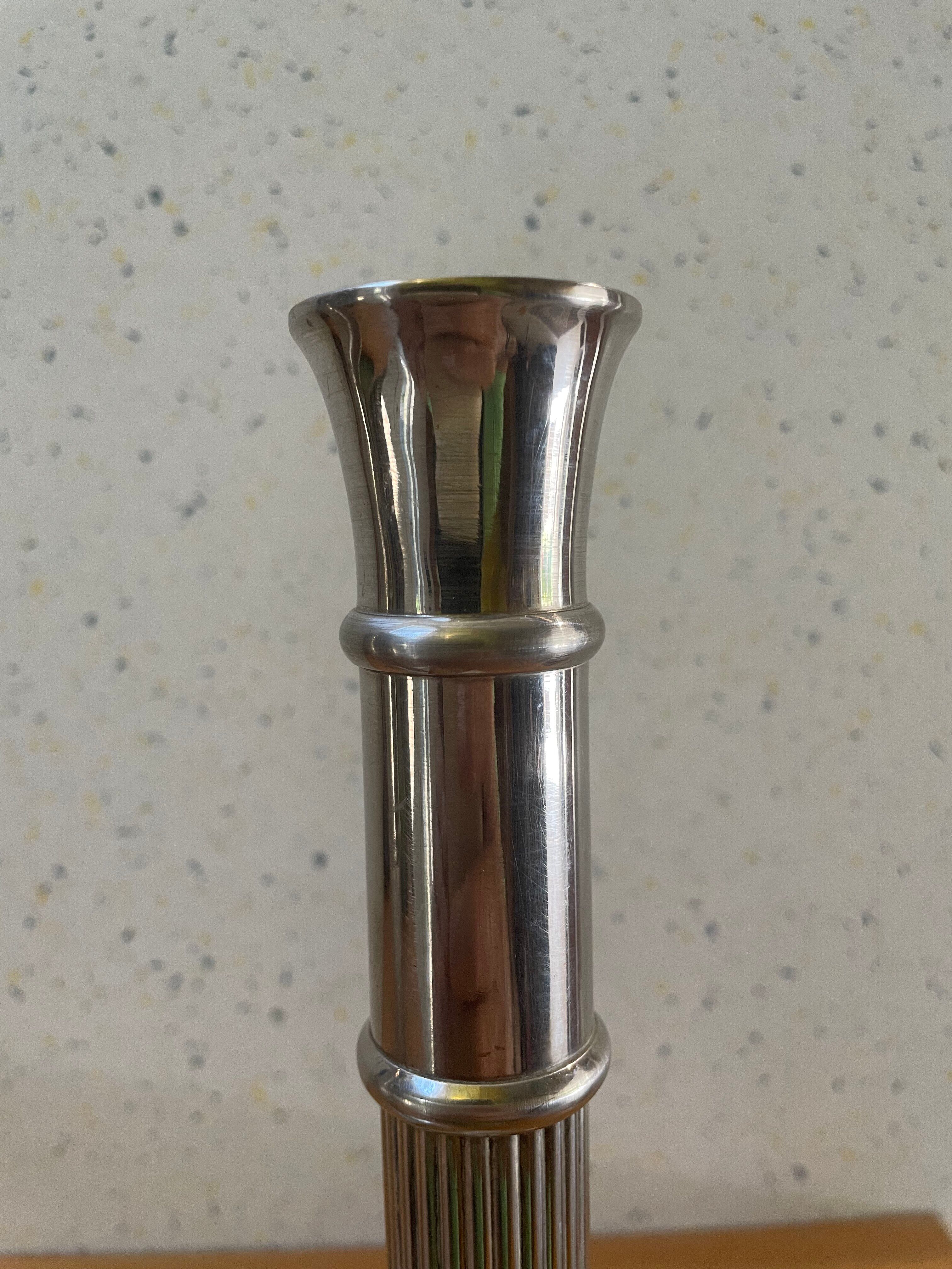 Art Deco candle holders, silver-plated cast iron.