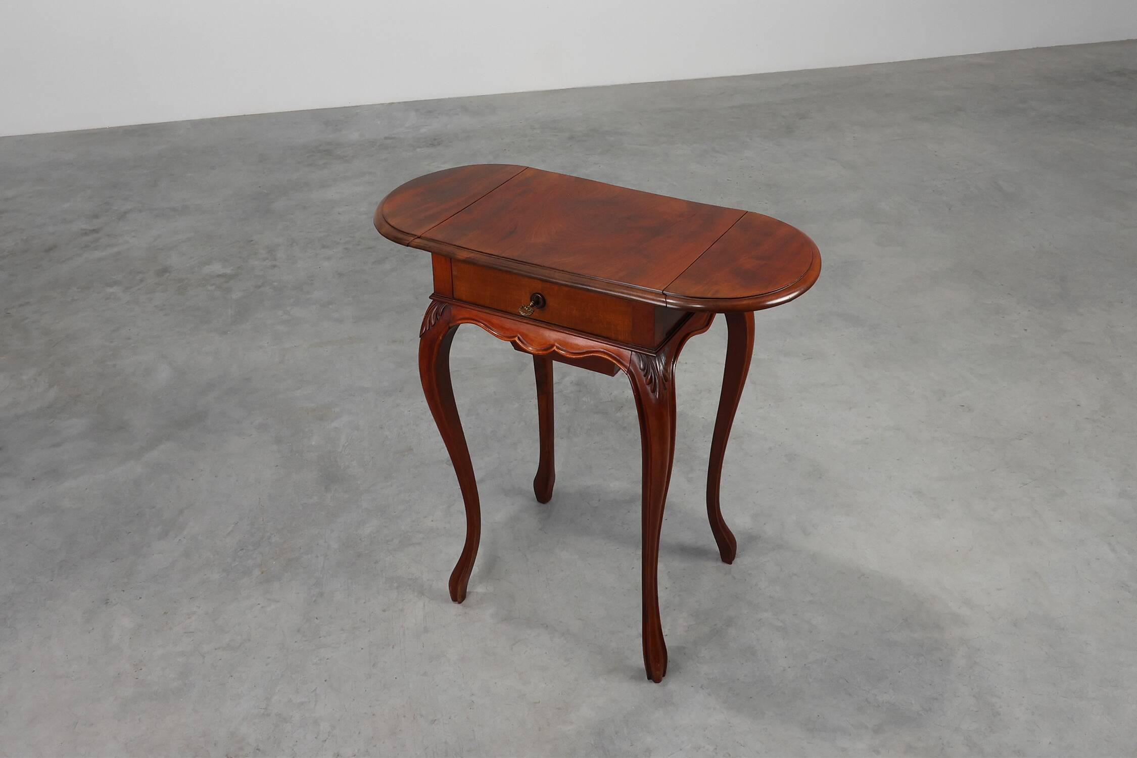 Late 19th‑Century French Louis XV Style Walnut Side Table with Drawer and S