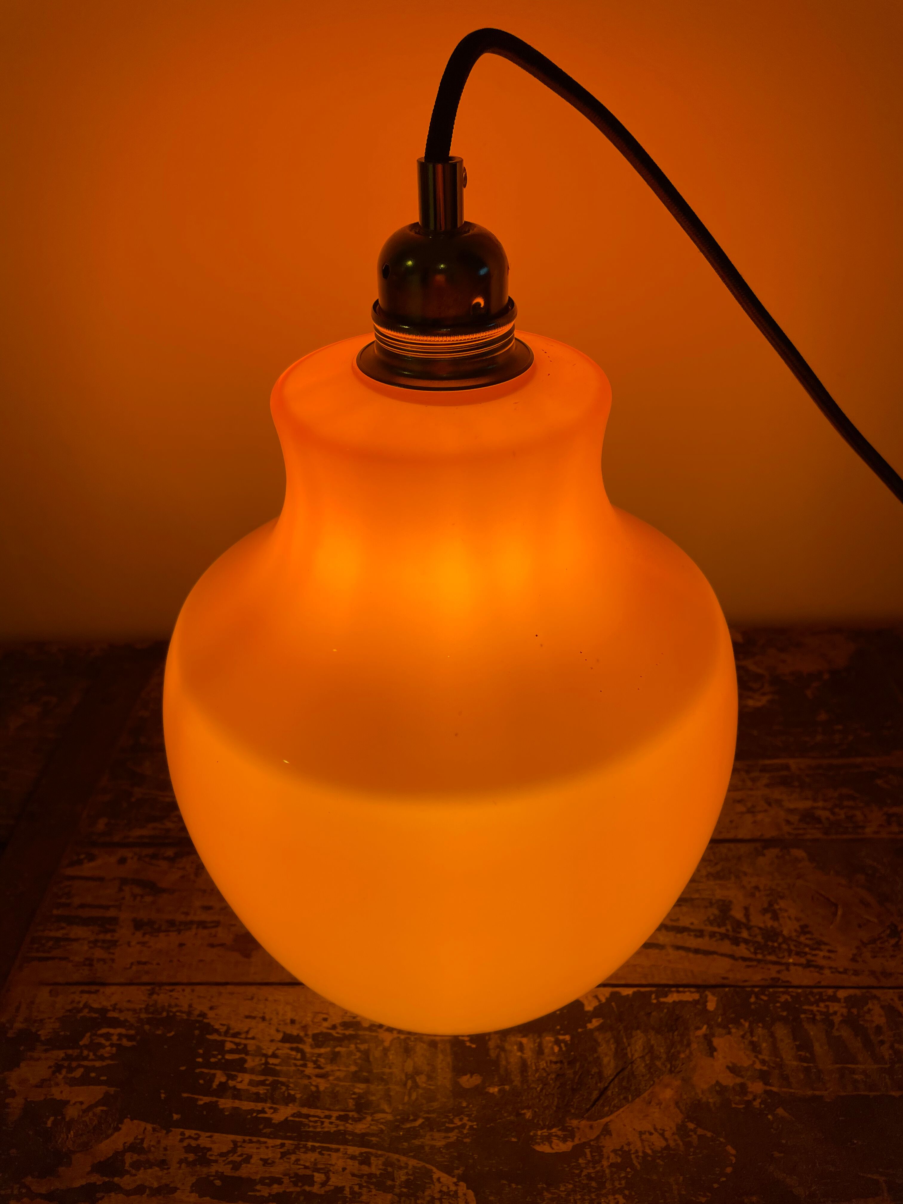Vintage electrified orange suspension lamp with new