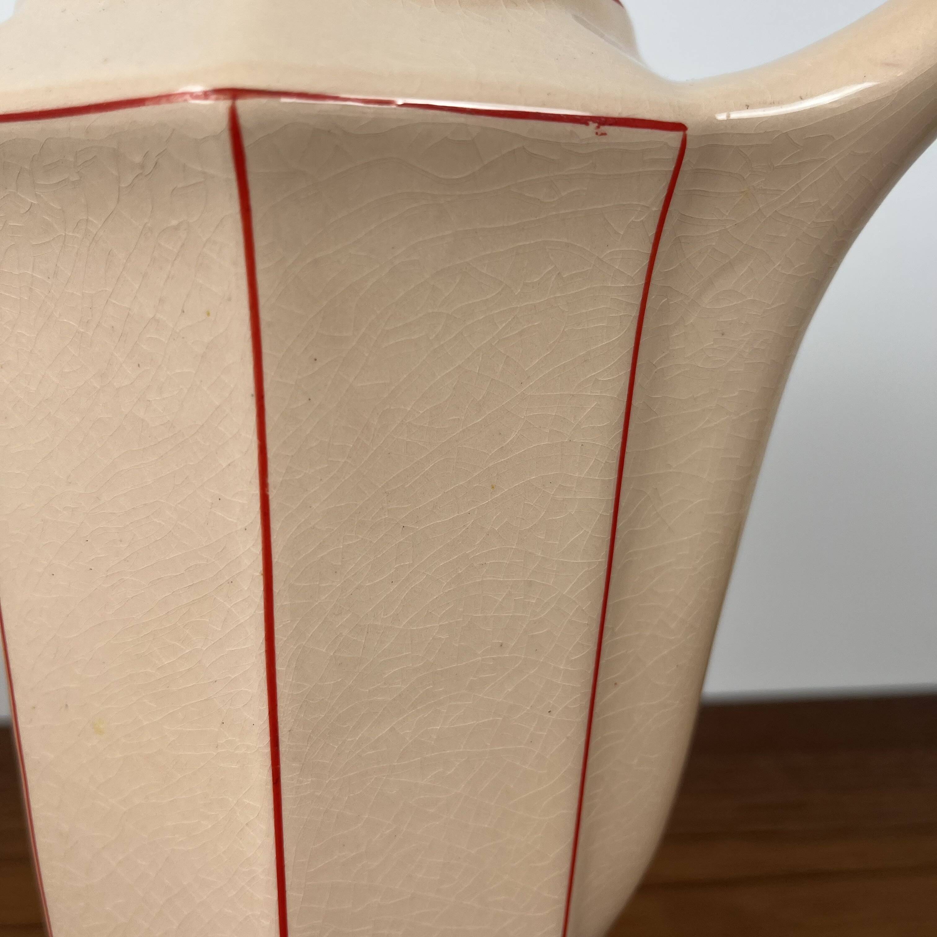 Digoin-Sarrguemines Art Deco pink and red coffee/tea set