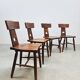 Vintage brutalist T-back dining chairs Pierre Chapo style