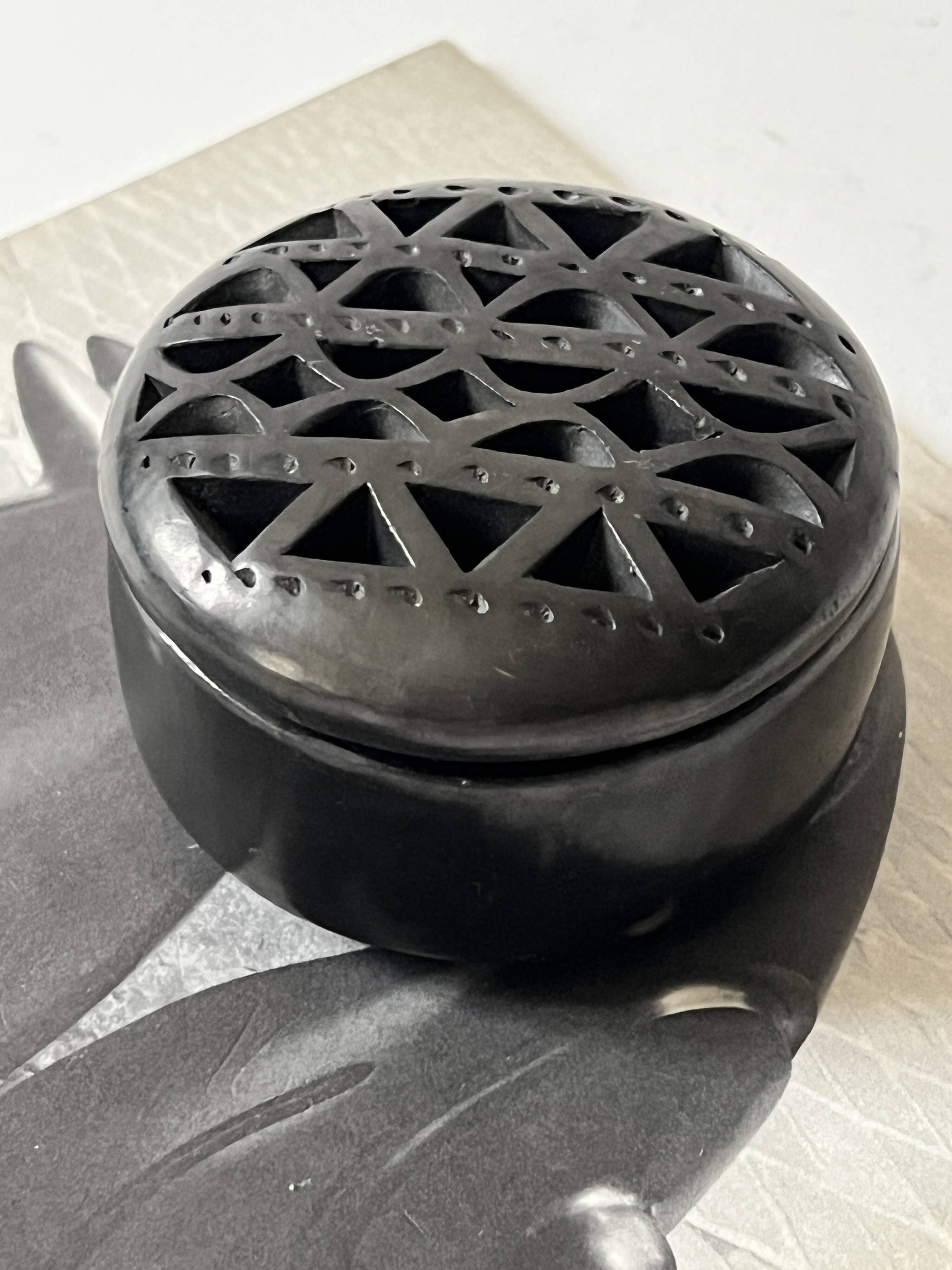 Empty pocket with black ceramic lid, Mexico 1980