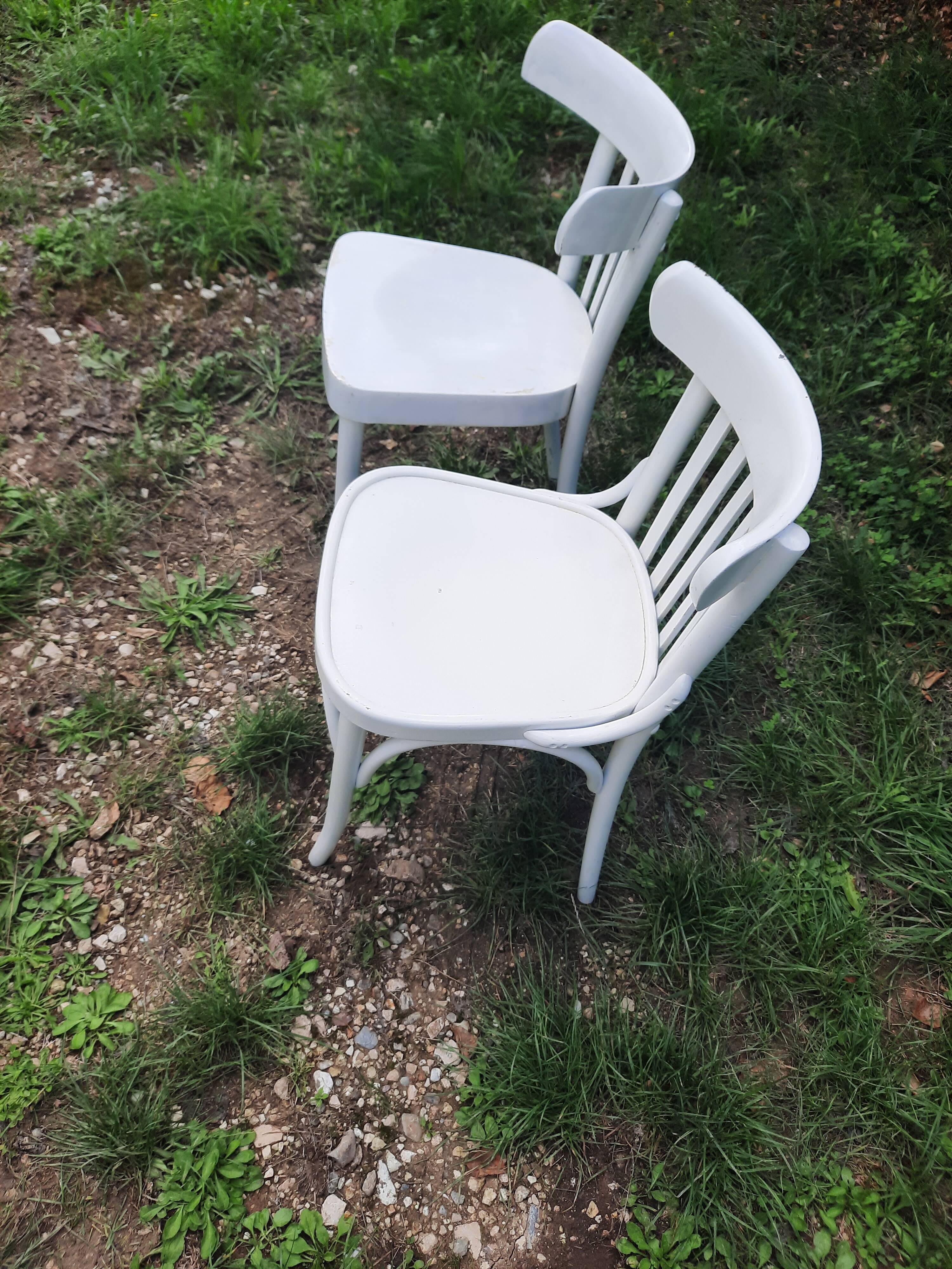 Paire de chaises de bistrot blanches