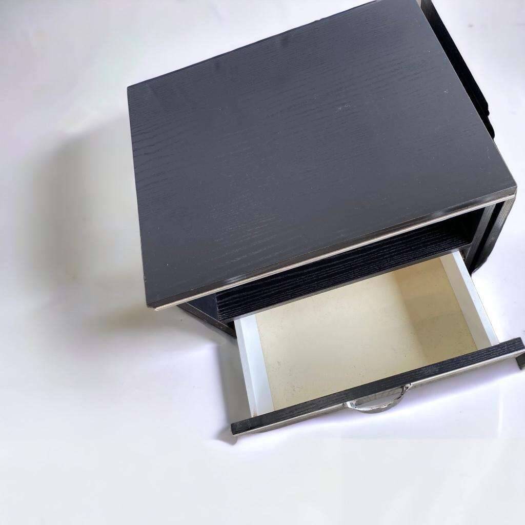 SET OF 2 VINTAGE BLACK BEDSIDE TABLES / MINI CABINETS