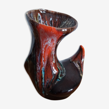 Ceramic vase from Vallauris painted vintage