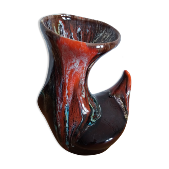 Ceramic vase from Vallauris painted vintage