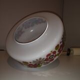 suspension from the 60s in white opaline and green, pink and silver flower patterns