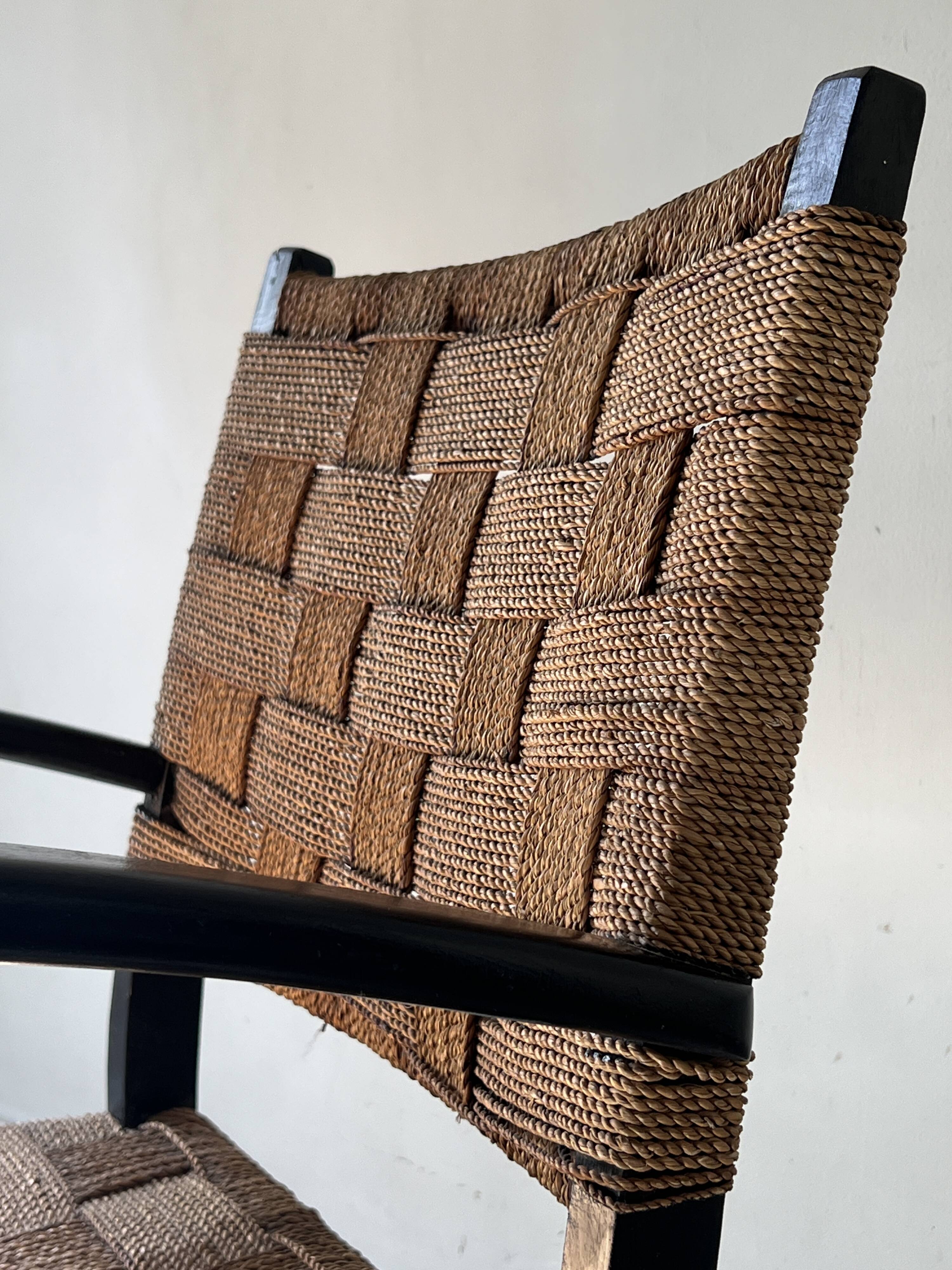 Scandinavian armchair in wood and rope by Axel Larsson, 1950