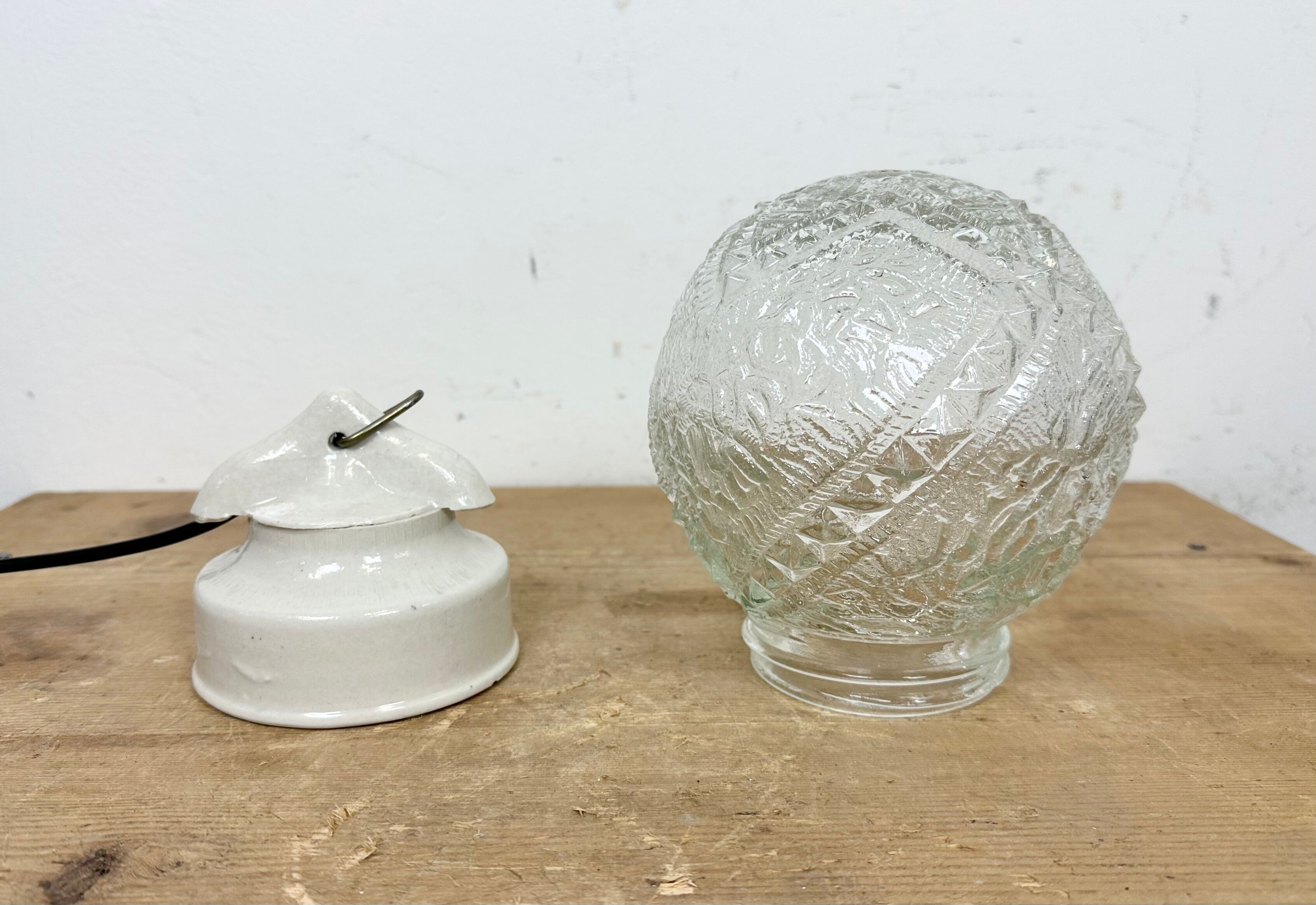 Vintage White Porcelain Pendant Light, 1970s