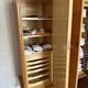 Vintage Art Deco Linen Cabinet / 1950s - Wood Burl and Mirror