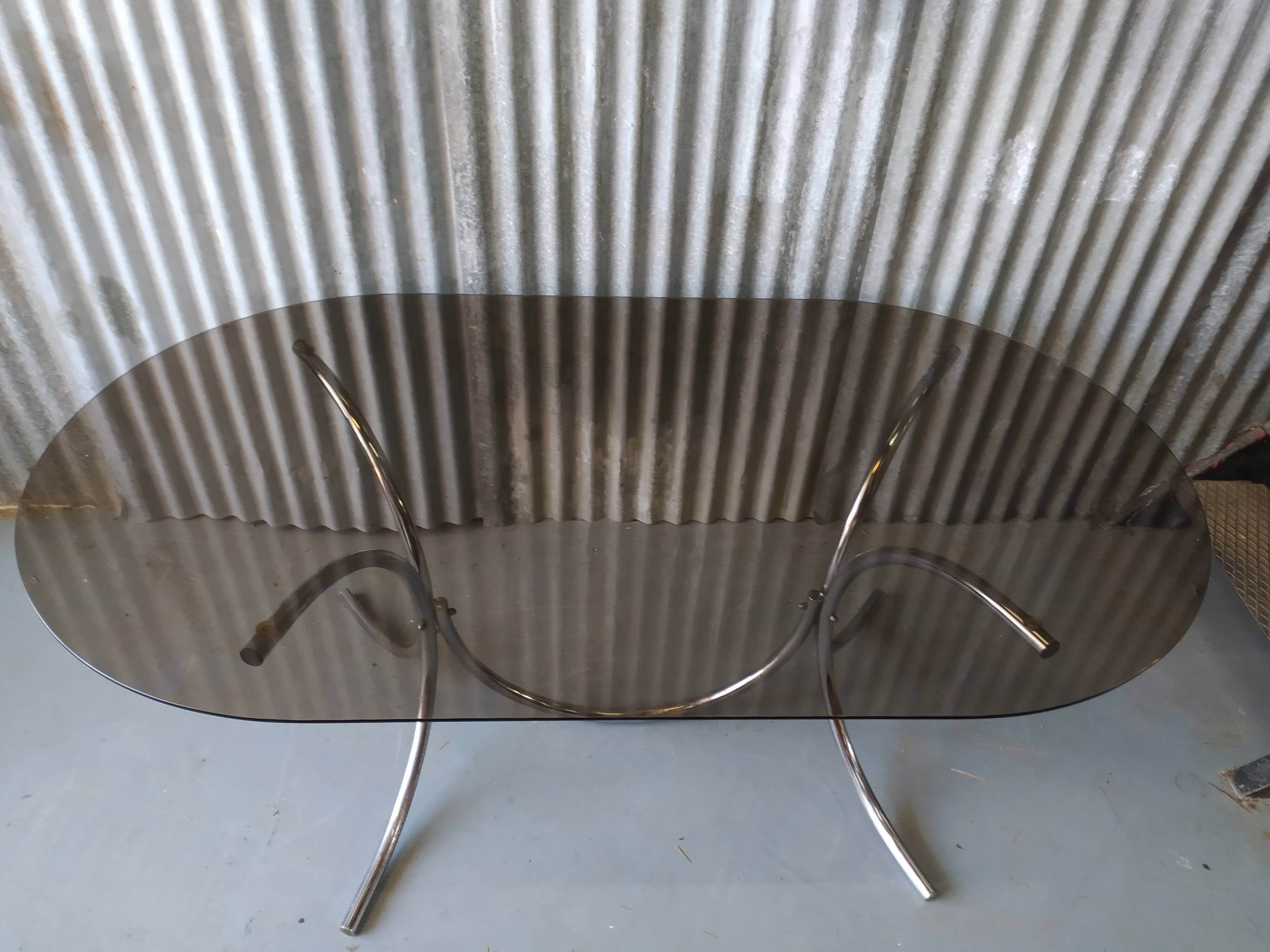 Vintage chrome table and smoked glass