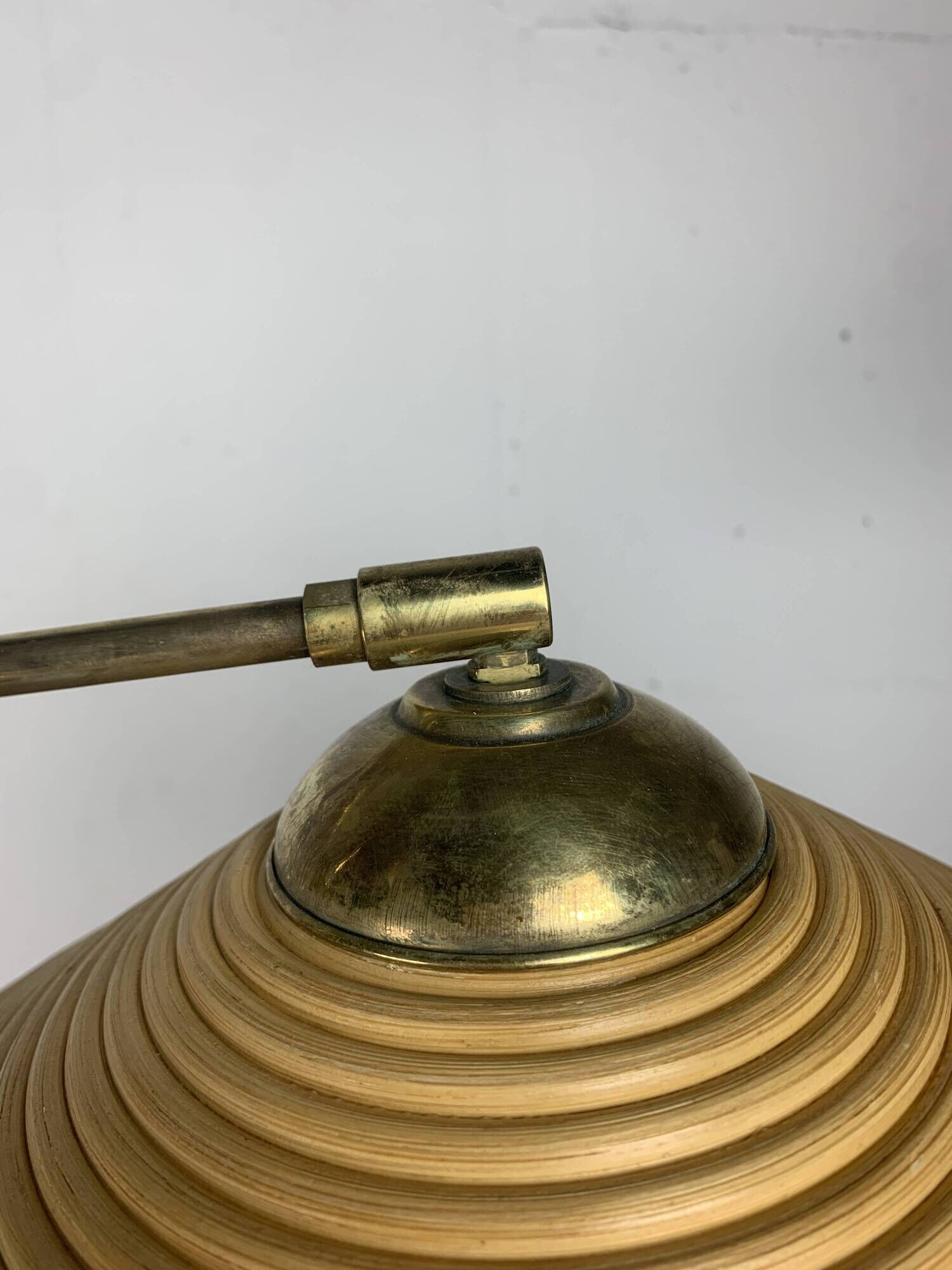 Italian Adjustable Floor Lamp in Pencil Reed, Bamboo, Rattan and Brass, 1970s