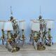 Pair of Gilt Bronze Candelabras with Colored Crystal Tassels
