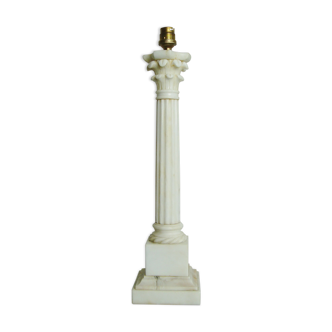 Alabaster lamp foot column shape with carved palm leaves