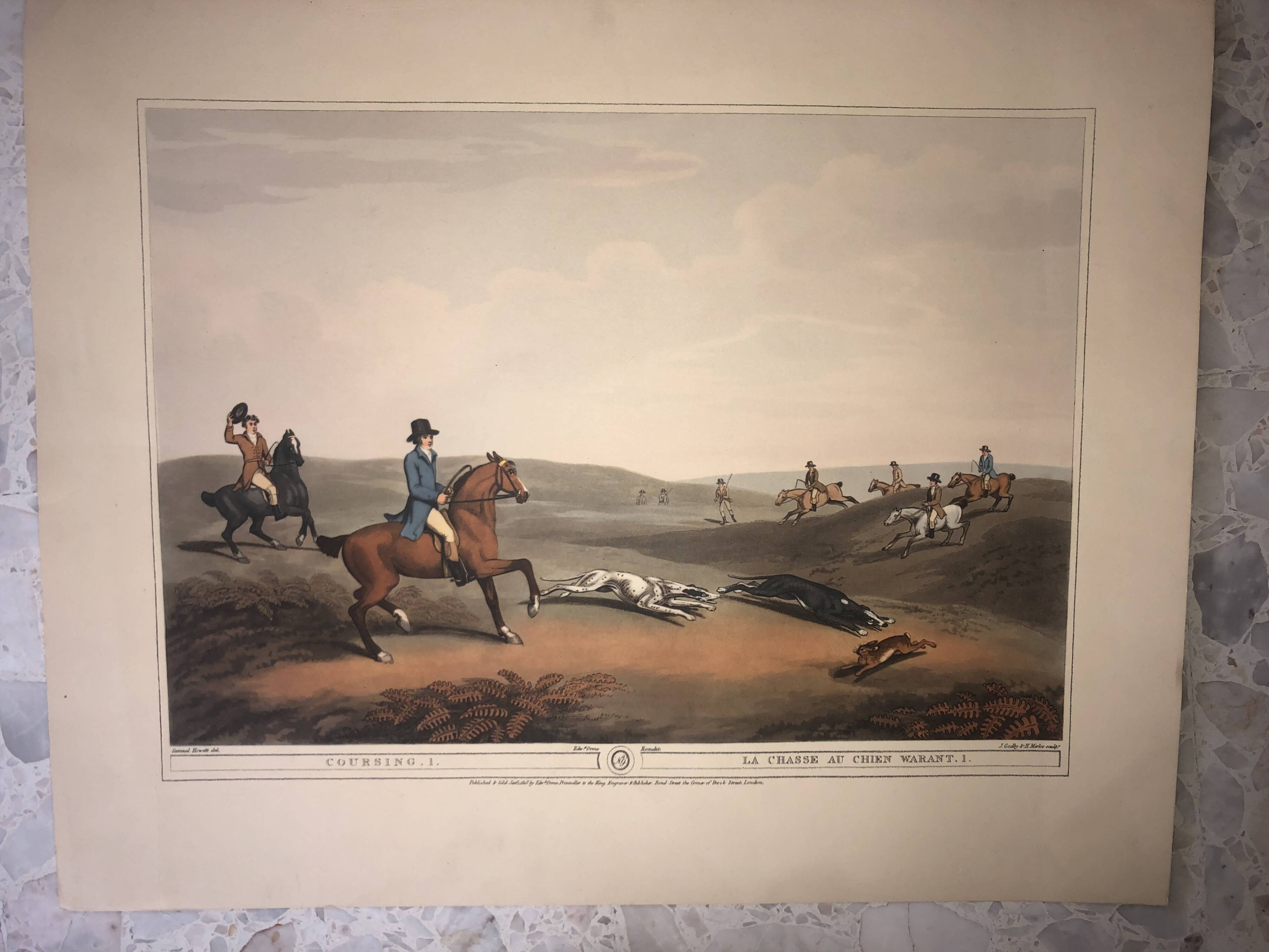Gravure de chasse anglaise XXe scène de chasse à courre - Gravures