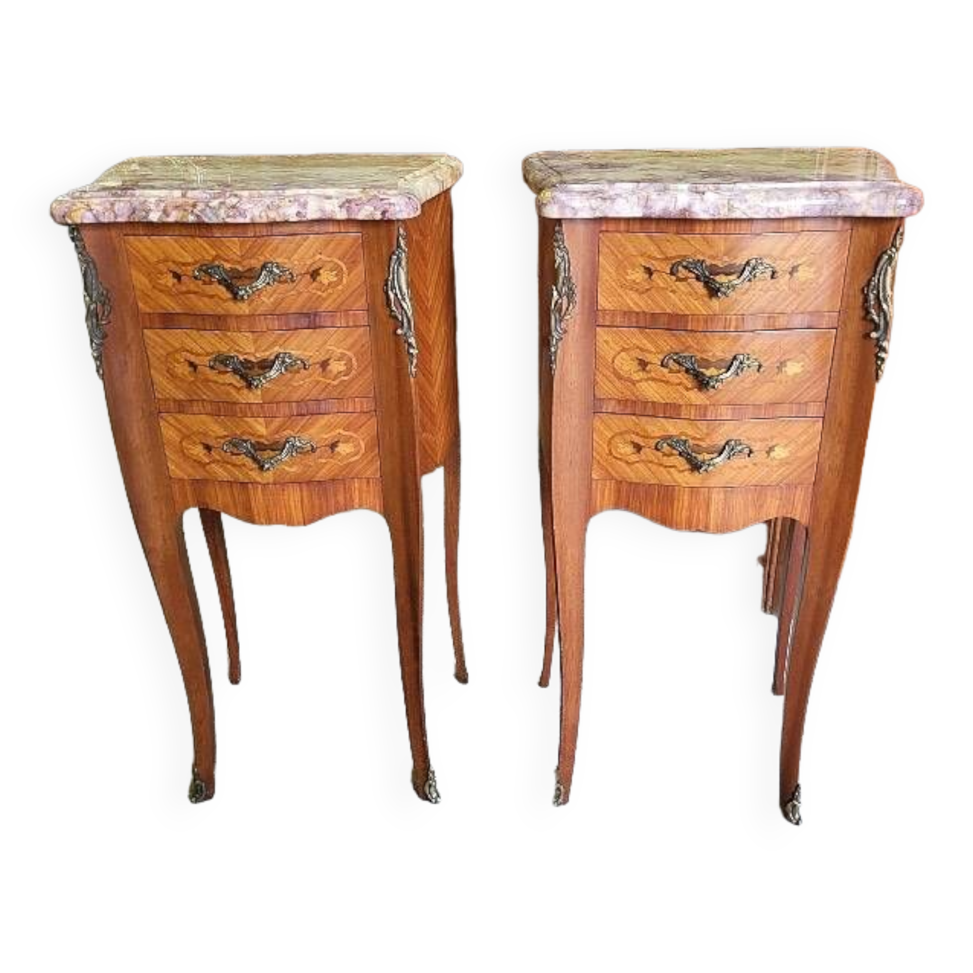 Pair of rosewood bedside tables with marble top n° 2