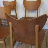 Set of 4 teak butterfly dining chairs, 1960s
