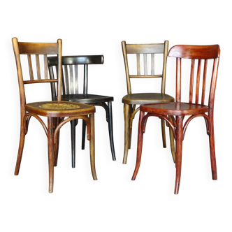 4 chaises bistrot dépareillées, 1925-1930