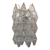Transparent “poliedri” murano glass wall sconce