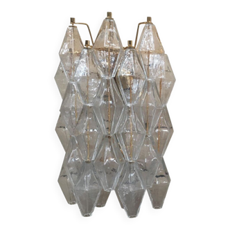 Transparent “poliedri” murano glass wall sconce