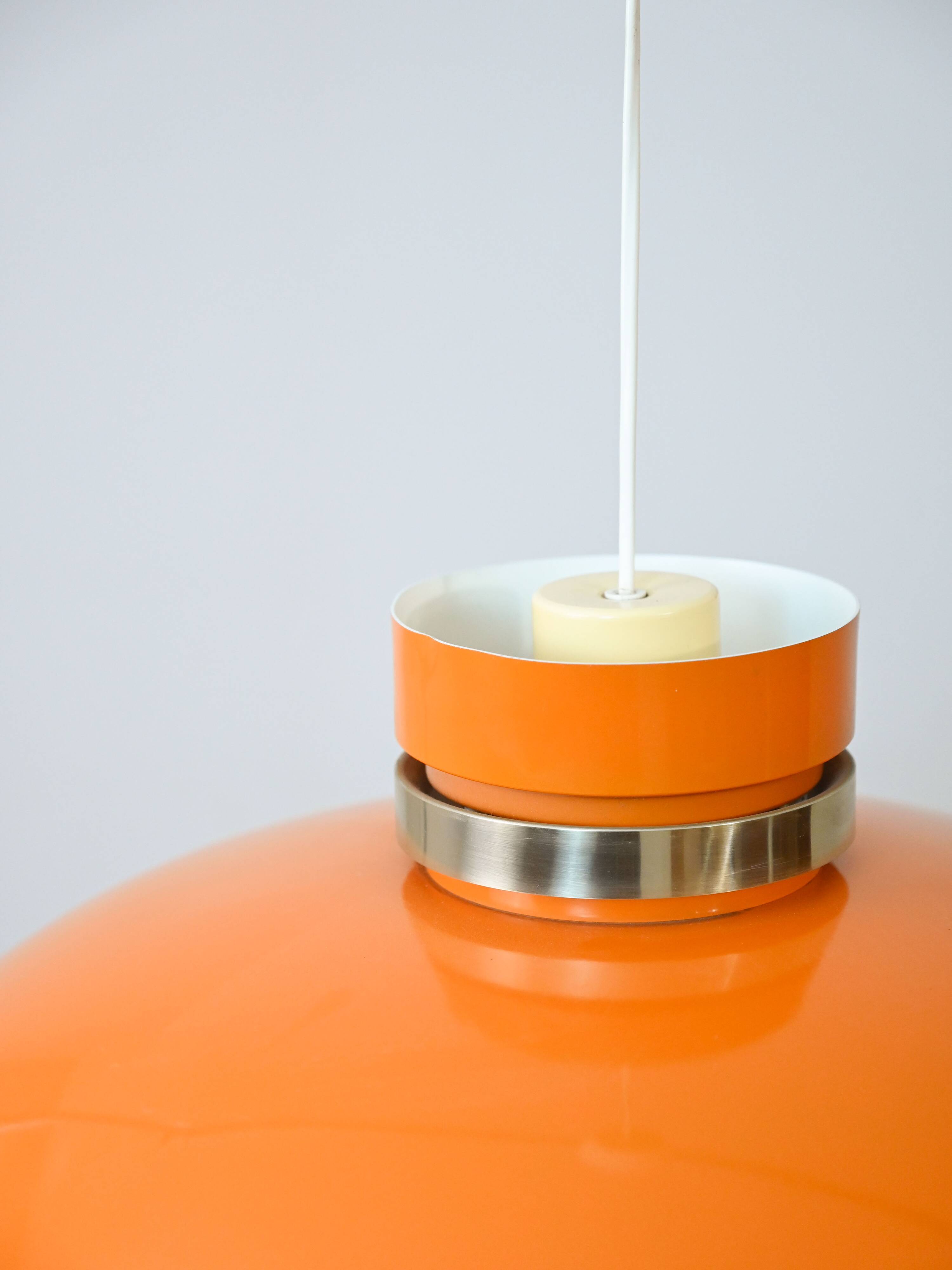 Scandinavian Pendant lamp in orange plastic, 1960s