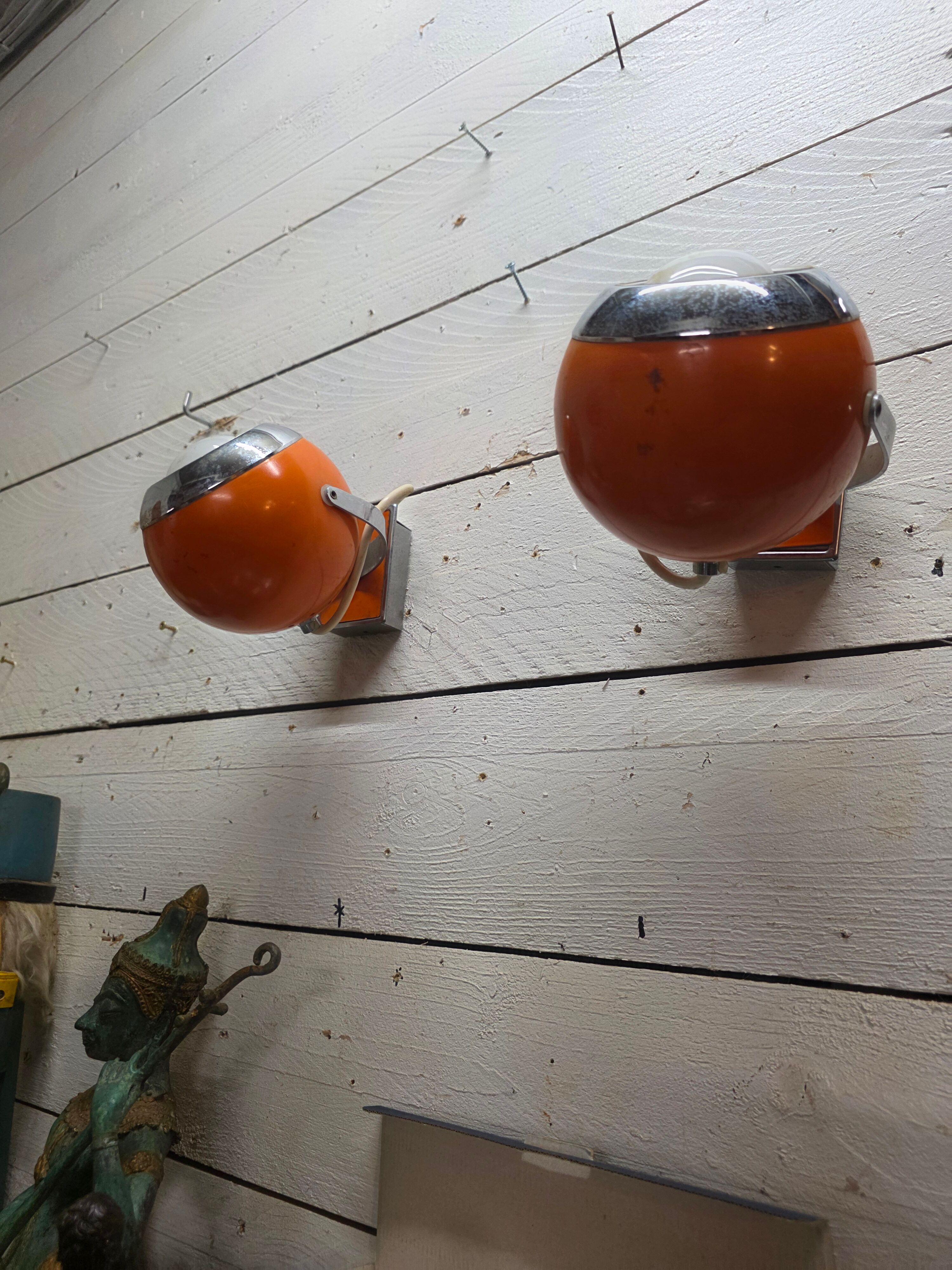 Pair of vintage 70s eyeball wall lights.