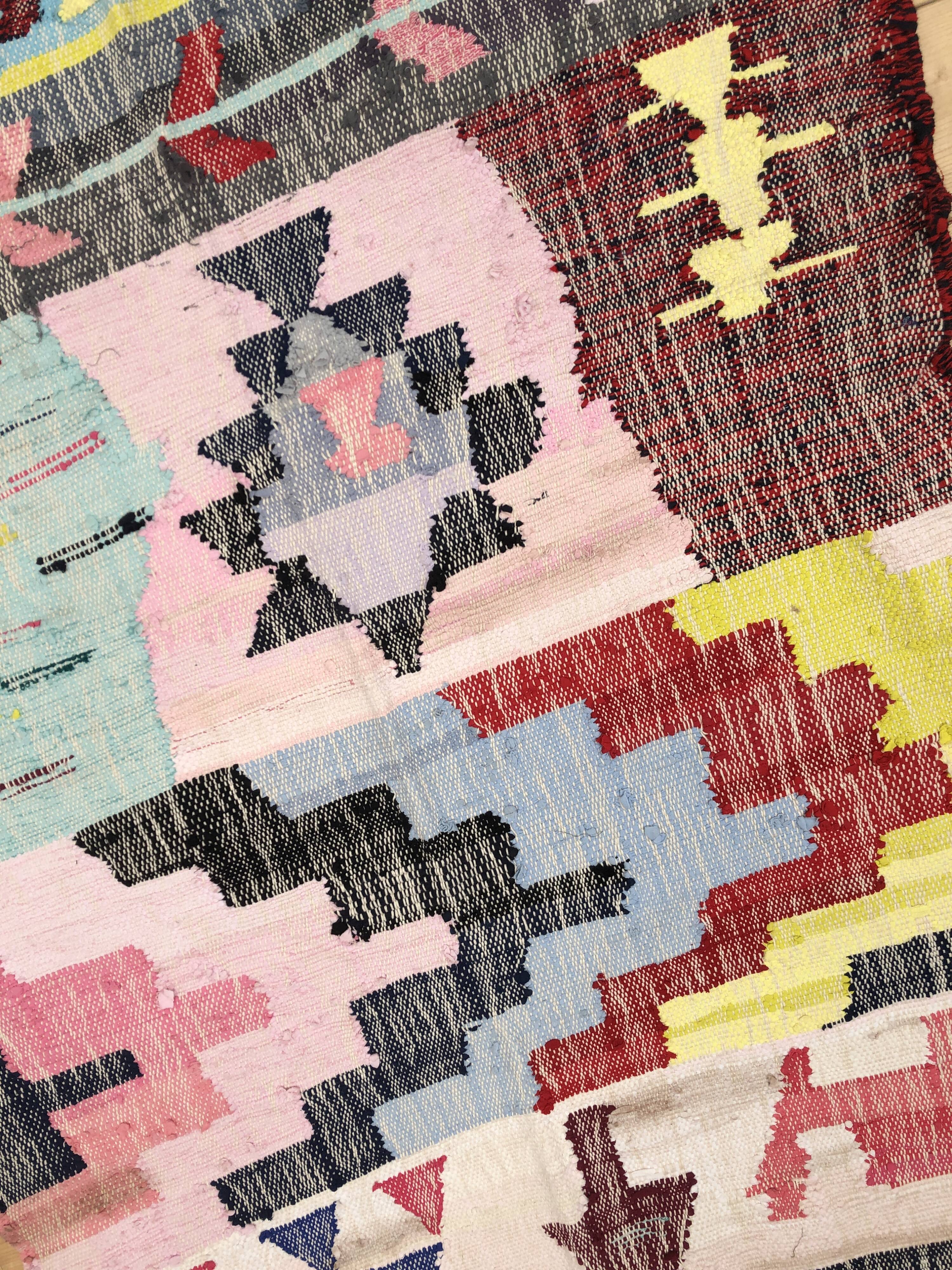 Moroccan Berber carpet Kilim Boucherouite Neuf 1, 68x1m