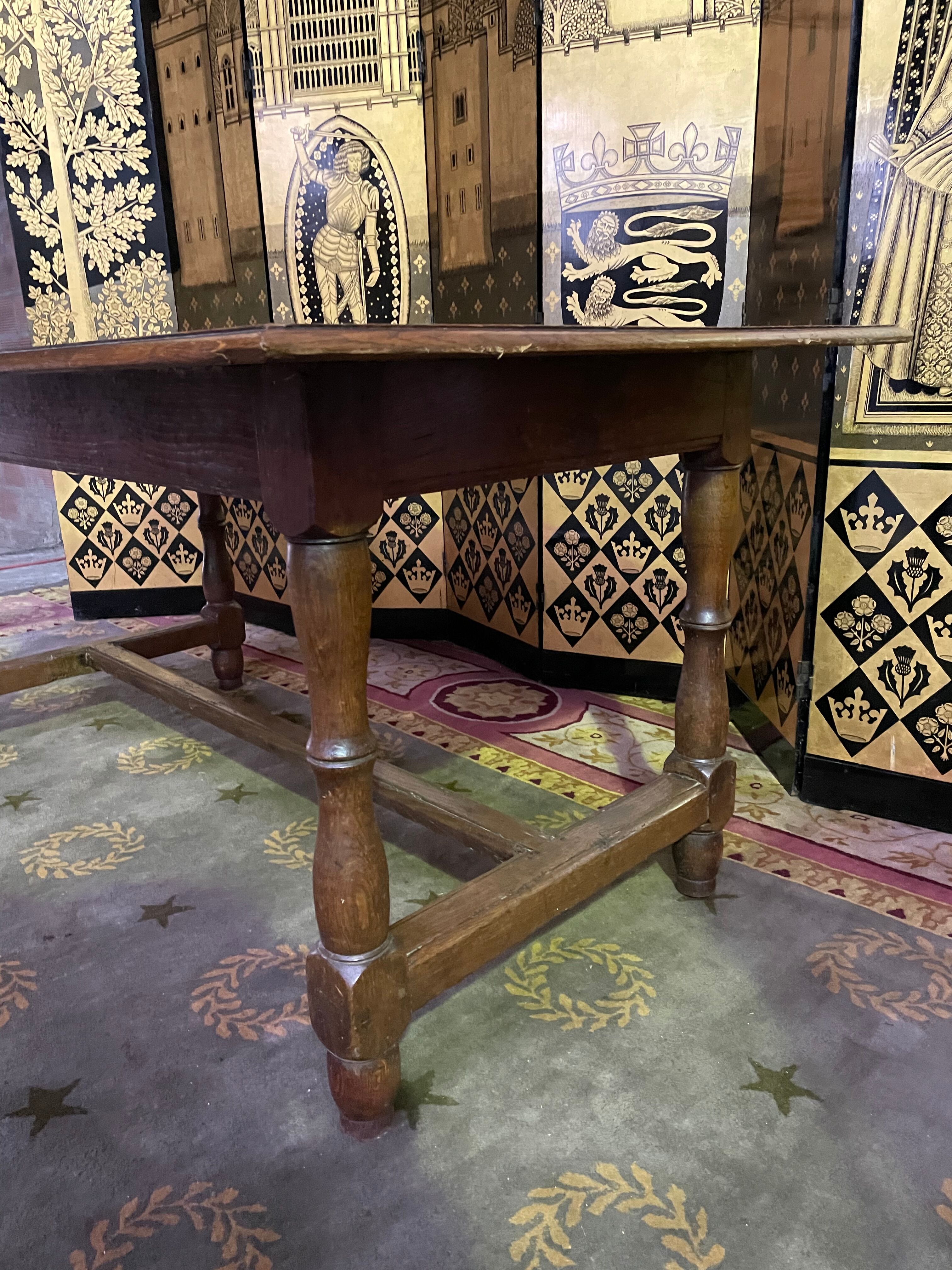 Farmhouse table with cross in oak 19th