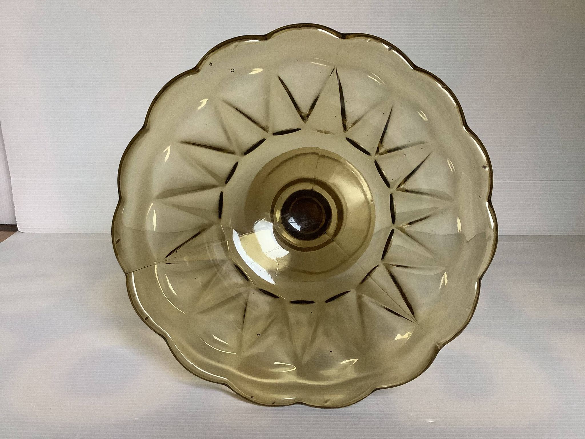 Large footed glass Art Deco moulded bowl