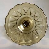Large art deco molded glass footed bowl