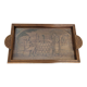 Vintage wooden serving tray signed Souron