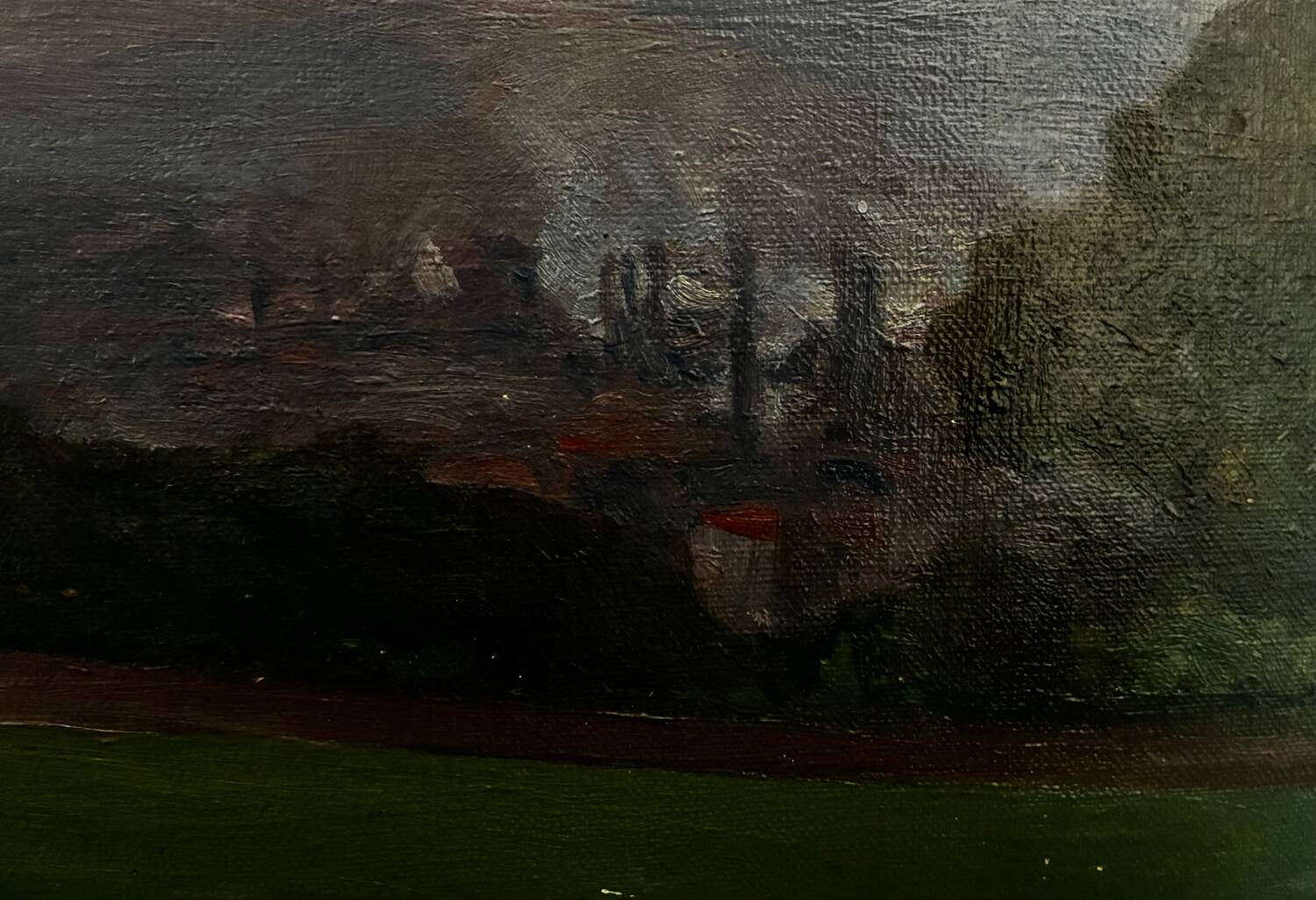 Countryside landscape, sunset signed Lavauden.