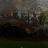 Countryside landscape, sunset signed Lavauden.