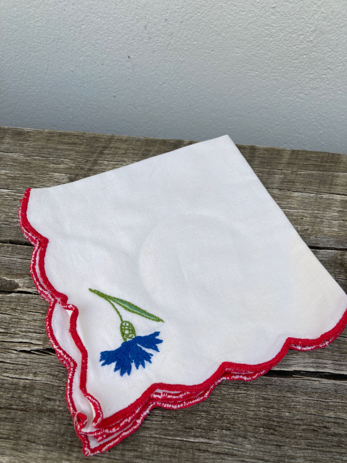 12 antique hand-embroidered linen napkins
