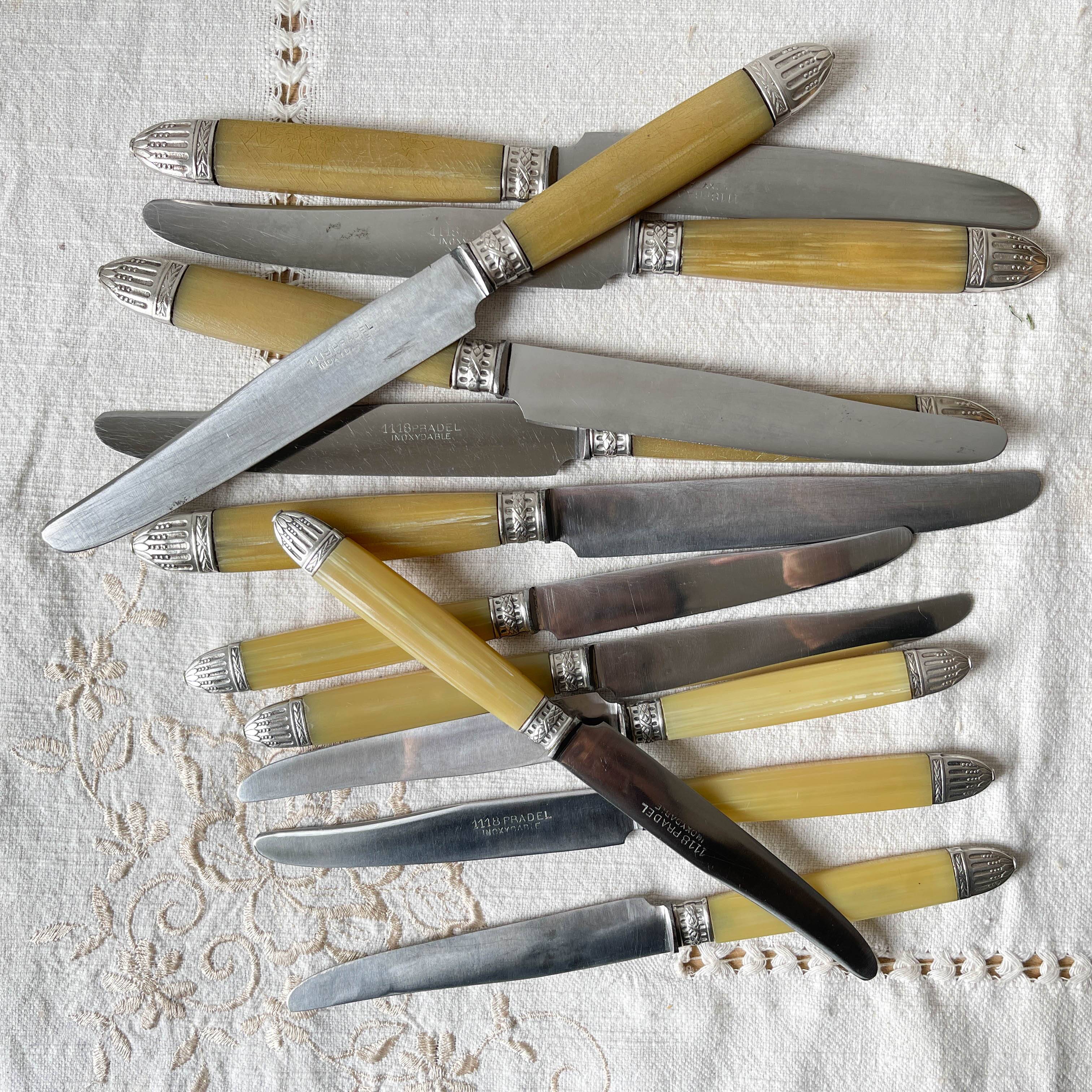 12 couteaux vintage bakélite Inox Pradel