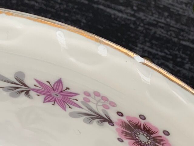 Paris porcelain salad bowl vintage floral motif 1970