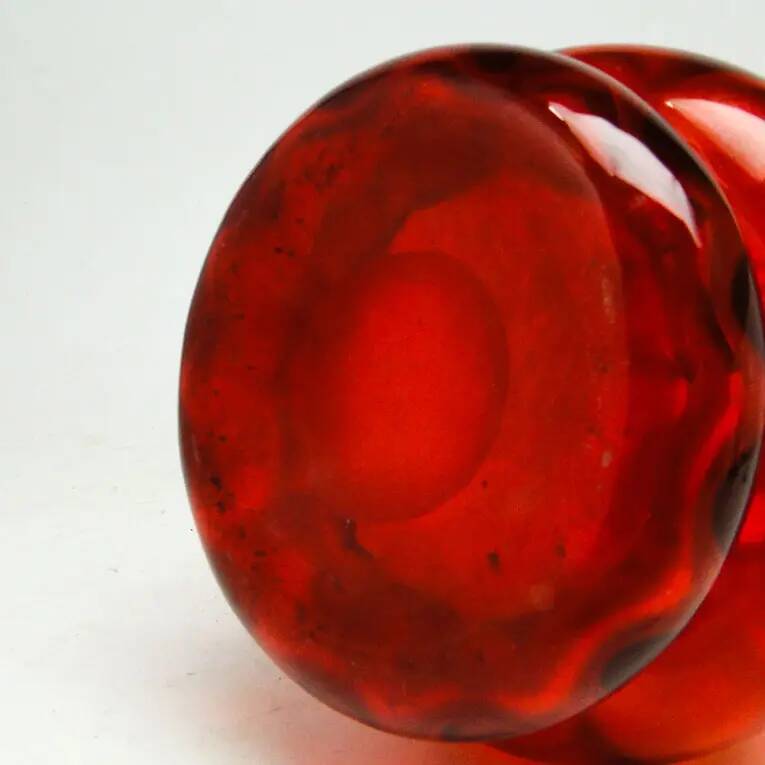 Mid-century modern vase, red glass, designed by J. Słuczan-Orkusz, Poland, 1970s