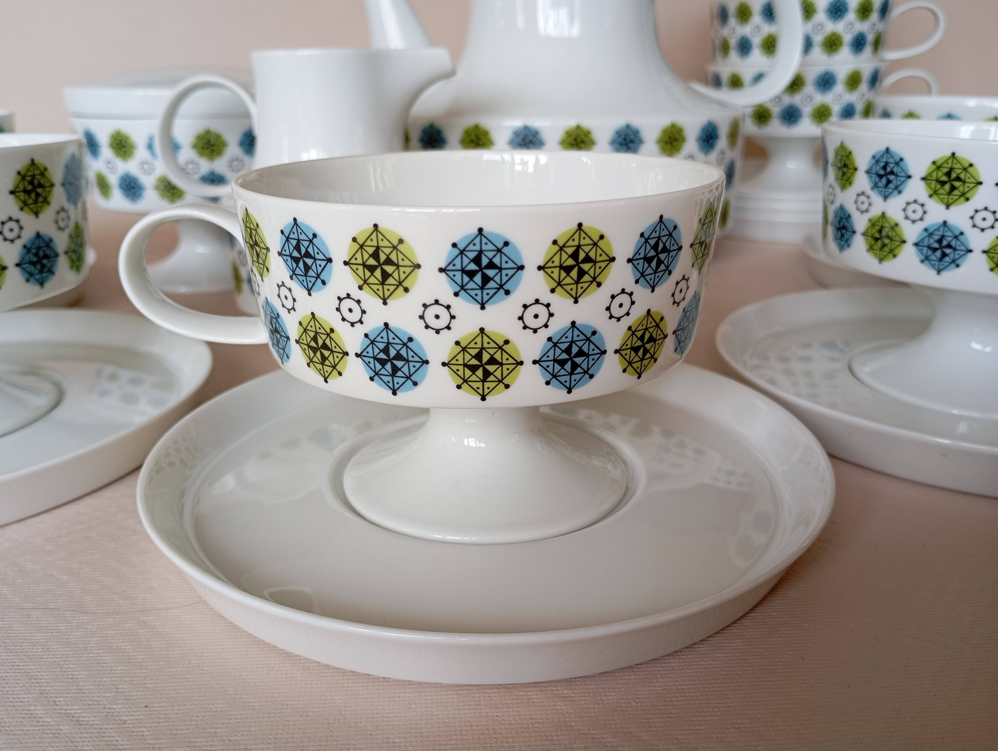 Service 8 cups "Rosette Taïga" Tapio Wirkkala & Ute Schröder for Rosenthal, ca 1970