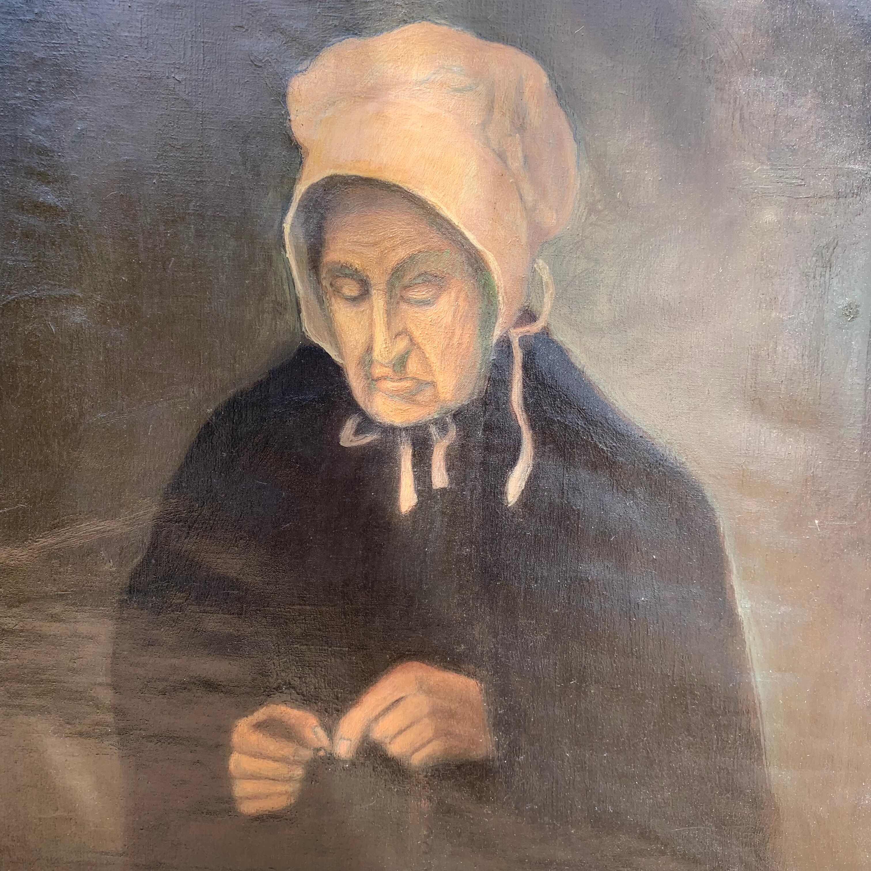 Portrait de dame signé "la tricoteuse"