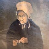 Portrait of Lady signed "The Knitter"