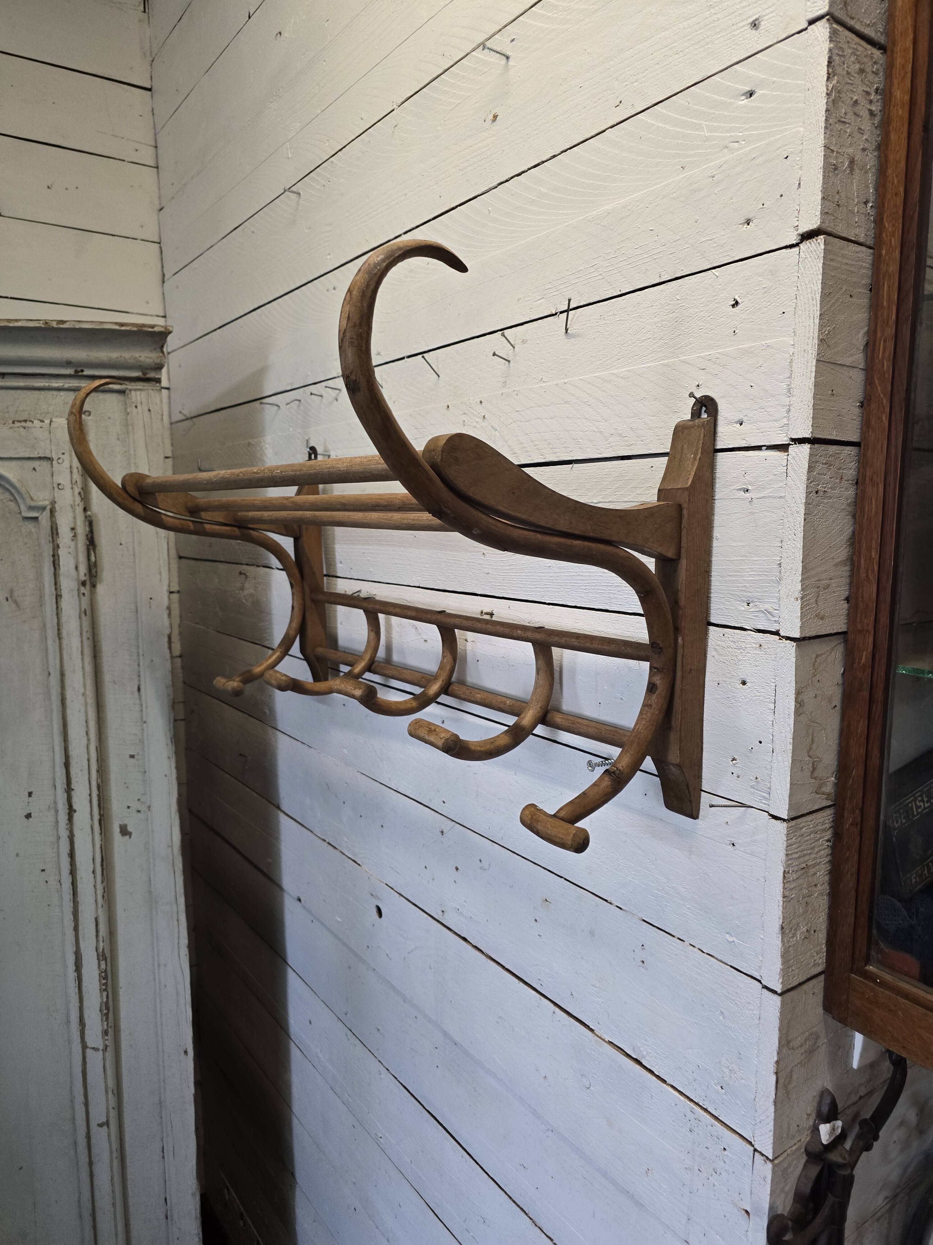 Old curved wooden coat rack