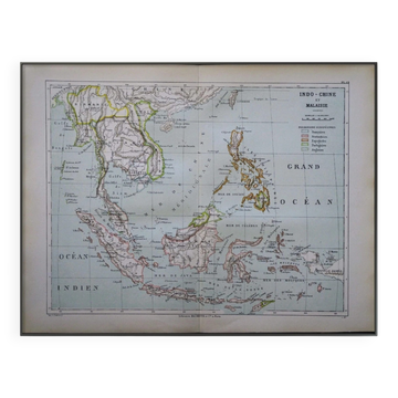 Old map of Malaysia and Indochina 1887 – Geographical map