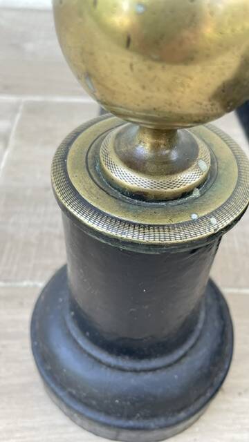 Chenets neoclassical cast iron and brass