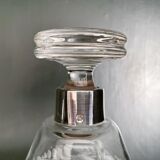 Carafe cristal gravé, col argent, art déco