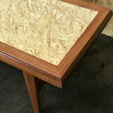 Table en teck table basse design danois avec miroir années 60