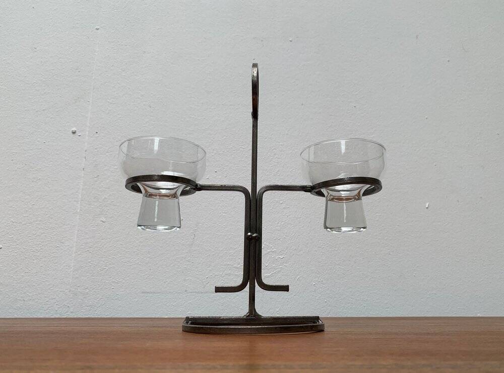 Danish Metal and Glass Candle Holder from the Mid-Century, 1960s