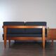 Daybed Teak Sofa and Blue Fabric Design Ingmar Relling, Norwegian 1960